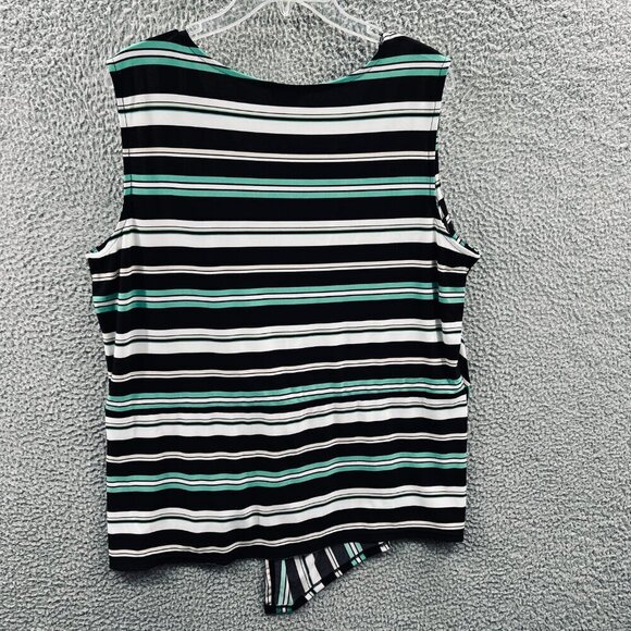 Cato EST 1946 Women Top Extra Large Black Green Stripe Sleeveless Pullover Shirt - Picture 2 of 7